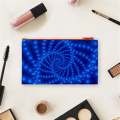 Glossy Blue Beaded Spiral Fractal Cosmetic Bag (Small) from ArtsNow.com Back