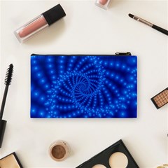 Glossy Blue Beaded Spiral Fractal Cosmetic Bag (Small) from ArtsNow.com Back