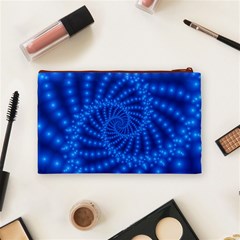 Glossy Blue Beaded Spiral Fractal Cosmetic Bag (Medium) from ArtsNow.com Back