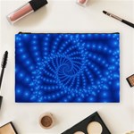 Glossy Blue Beaded Spiral Fractal Cosmetic Bag (Large)