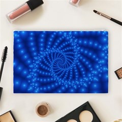 Glossy Blue Beaded Spiral Fractal Cosmetic Bag (Large) from ArtsNow.com Back