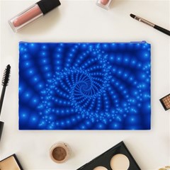 Glossy Blue Beaded Spiral Fractal Cosmetic Bag (Large) from ArtsNow.com Back