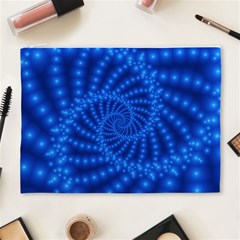 Glossy Blue Beaded Spiral Fractal Cosmetic Bag (XL) from ArtsNow.com Front