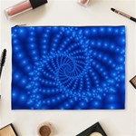 Glossy Blue Beaded Spiral Fractal Cosmetic Bag (XL)