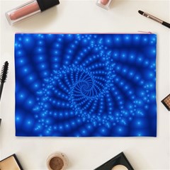 Glossy Blue Beaded Spiral Fractal Cosmetic Bag (XL) from ArtsNow.com Back