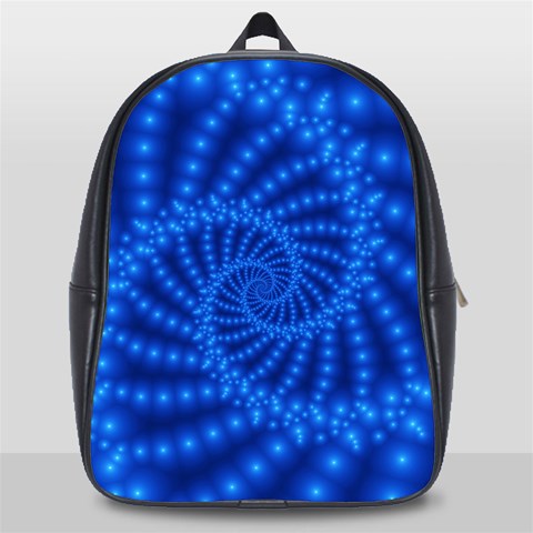 Glossy Blue Beaded Spiral Fractal School Bag (Large) from ArtsNow.com Front