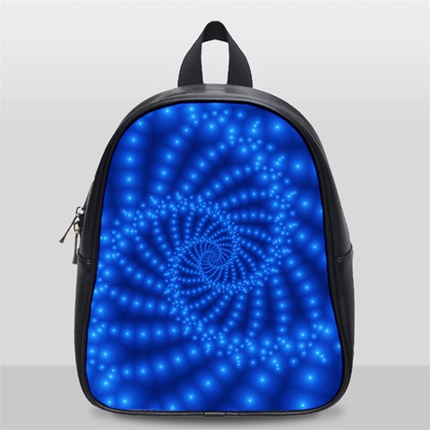 Glossy Blue Beaded Spiral Fractal School Bag (Small) from ArtsNow.com Front