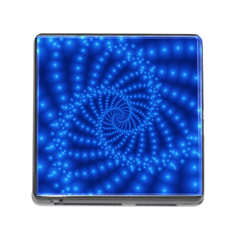 Glossy Blue Beaded Spiral Fractal Memory Card Reader (Square) from ArtsNow.com Front