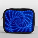 Glossy Blue Beaded Spiral Fractal Mini Toiletries Bag (One Side)