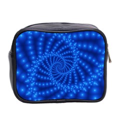 Glossy Blue Beaded Spiral Fractal Mini Toiletries Bag (Two Sides) from ArtsNow.com Back