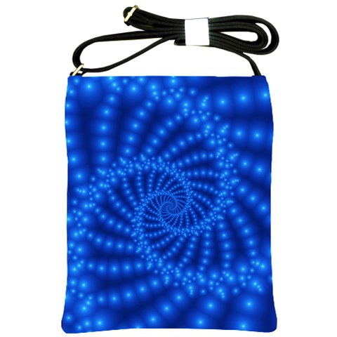 Glossy Blue Beaded Spiral Fractal Shoulder Sling Bag from ArtsNow.com Front