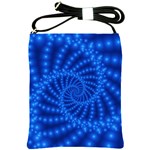 Glossy Blue Beaded Spiral Fractal Shoulder Sling Bag