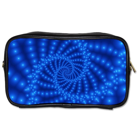 Glossy Blue Beaded Spiral Fractal Toiletries Bag (Two Sides) from ArtsNow.com Front