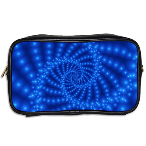 Glossy Blue Beaded Spiral Fractal Toiletries Bag (Two Sides) from ArtsNow.com Back