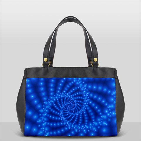 Glossy Blue Beaded Spiral Fractal Oversize Office Handbag from ArtsNow.com Front