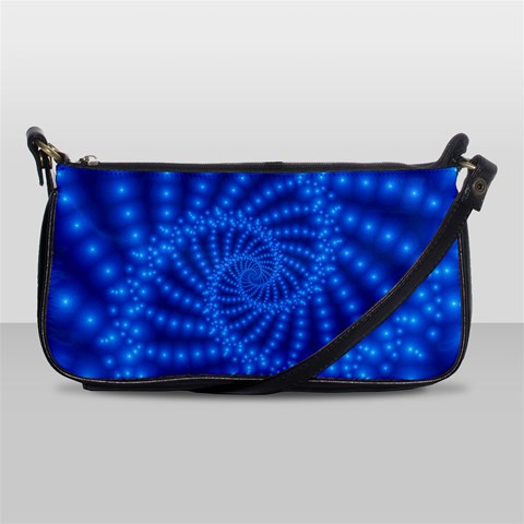 Glossy Blue Beaded Spiral Fractal Shoulder Clutch Bag from ArtsNow.com Front