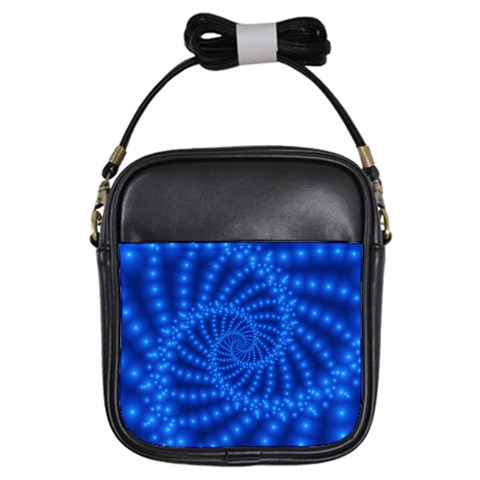 Glossy Blue Beaded Spiral Fractal Girls Sling Bag from ArtsNow.com Front