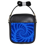 Glossy Blue Beaded Spiral Fractal Girls Sling Bag