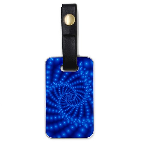 Glossy Blue Beaded Spiral Fractal Luggage Tag (one side) from ArtsNow.com Front