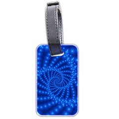 Glossy Blue Beaded Spiral Fractal Luggage Tag (two sides) from ArtsNow.com Front