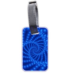 Glossy Blue Beaded Spiral Fractal Luggage Tag (two sides) from ArtsNow.com Back