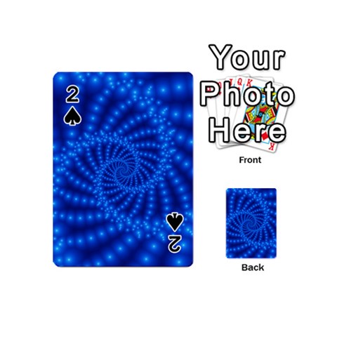 Glossy Blue Beaded Spiral Fractal Playing Cards 54 (Mini) from ArtsNow.com Front - Spade2