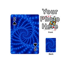 Glossy Blue Beaded Spiral Fractal Playing Cards 54 (Mini) from ArtsNow.com Front - Spade2