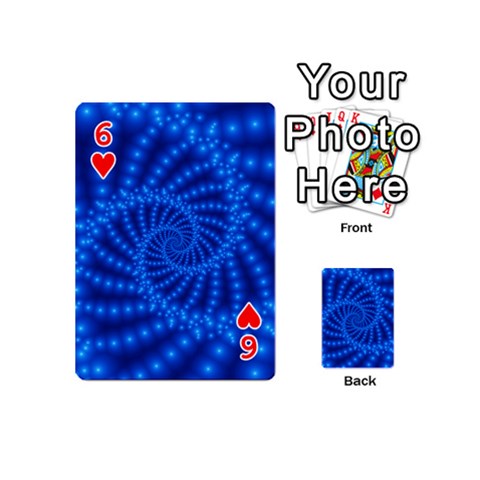 Glossy Blue Beaded Spiral Fractal Playing Cards 54 (Mini) from ArtsNow.com Front - Heart6