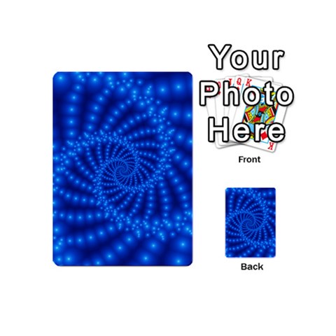 Glossy Blue Beaded Spiral Fractal Playing Cards 54 (Mini) from ArtsNow.com Back