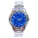 Glossy Blue Beaded Spiral Fractal Stainless Steel Analogue Watch