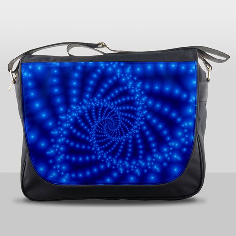 Glossy Blue Beaded Spiral Fractal Messenger Bag from ArtsNow.com Front