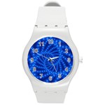 Glossy Blue Beaded Spiral Fractal Round Plastic Sport Watch (M)