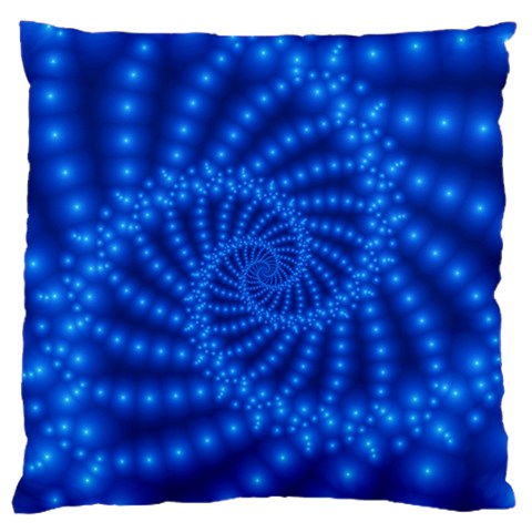 Glossy Blue Beaded Spiral Fractal Large Cushion Case (One Side) from ArtsNow.com Front