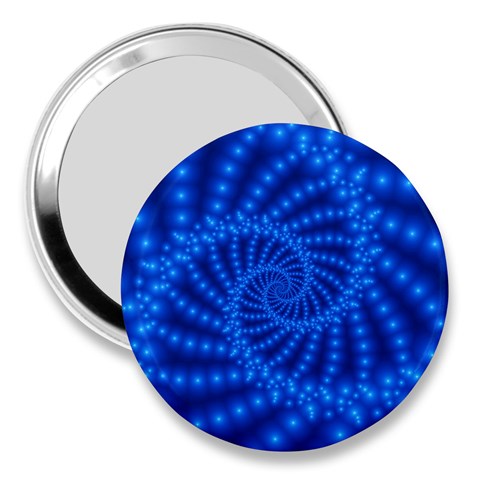 Glossy Blue Beaded Spiral Fractal 3  Handbag Mirror from ArtsNow.com Front