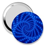 Glossy Blue Beaded Spiral Fractal 3  Handbag Mirror