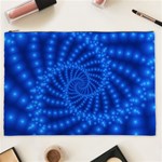 Glossy Blue Beaded Spiral Fractal Cosmetic Bag (XXL)