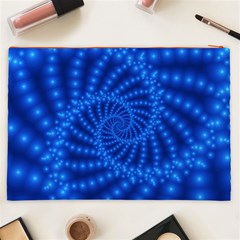 Glossy Blue Beaded Spiral Fractal Cosmetic Bag (XXL) from ArtsNow.com Back