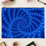 Glossy Blue Beaded Spiral Fractal Cosmetic Bag (XXXL)