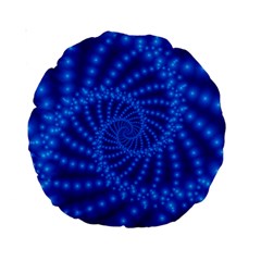 Glossy Blue Beaded Spiral Fractal Standard 15  Premium Round Cushion  from ArtsNow.com Front