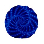 Glossy Blue Beaded Spiral Fractal Standard 15  Premium Round Cushion 