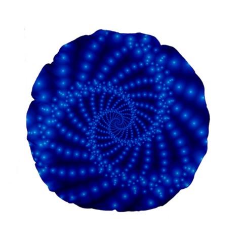 Glossy Blue Beaded Spiral Fractal Standard 15  Premium Round Cushion  from ArtsNow.com Back