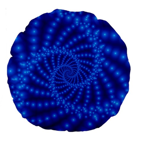 Glossy Blue Beaded Spiral Fractal Large 18  Premium Round Cushion  from ArtsNow.com Front