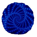 Glossy Blue Beaded Spiral Fractal Large 18  Premium Round Cushion 