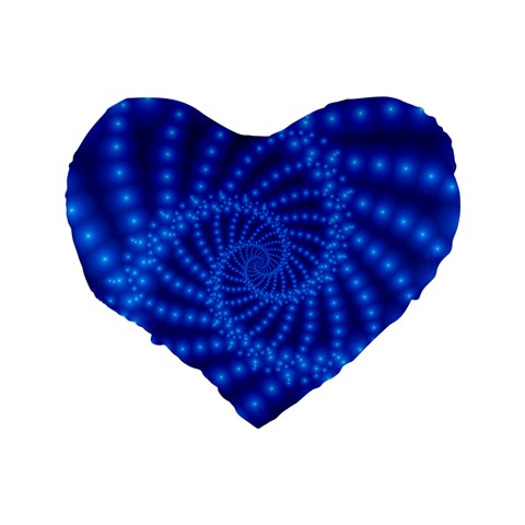 Glossy Blue Beaded Spiral Fractal Standard 16  Premium Heart Shape Cushion  from ArtsNow.com Back