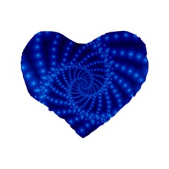 Glossy Blue Beaded Spiral Fractal Standard 16  Premium Heart Shape Cushion  from ArtsNow.com Back