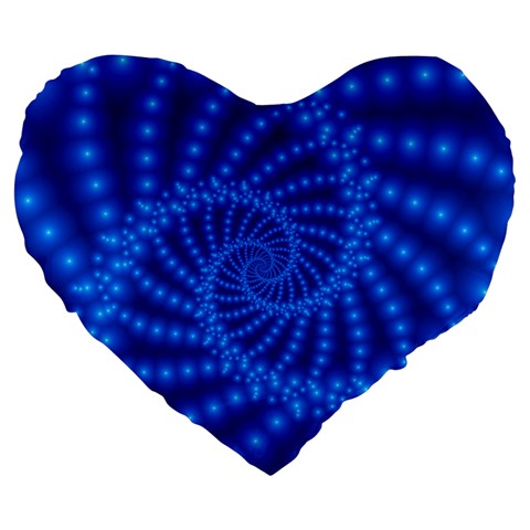 Glossy Blue Beaded Spiral Fractal Large 19  Premium Heart Shape Cushion from ArtsNow.com Front