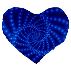 Glossy Blue Beaded Spiral Fractal Large 19  Premium Heart Shape Cushion from ArtsNow.com Front