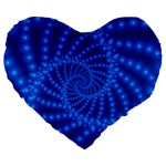 Glossy Blue Beaded Spiral Fractal Large 19  Premium Heart Shape Cushion