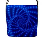 Glossy Blue Beaded Spiral Fractal Flap Closure Messenger Bag (L)