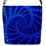 Glossy Blue Beaded Spiral Fractal Flap Closure Messenger Bag (S)